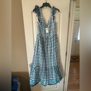 Lucky Brand Floral Maxi Dress with Ruffle Straps Women’s Size Small